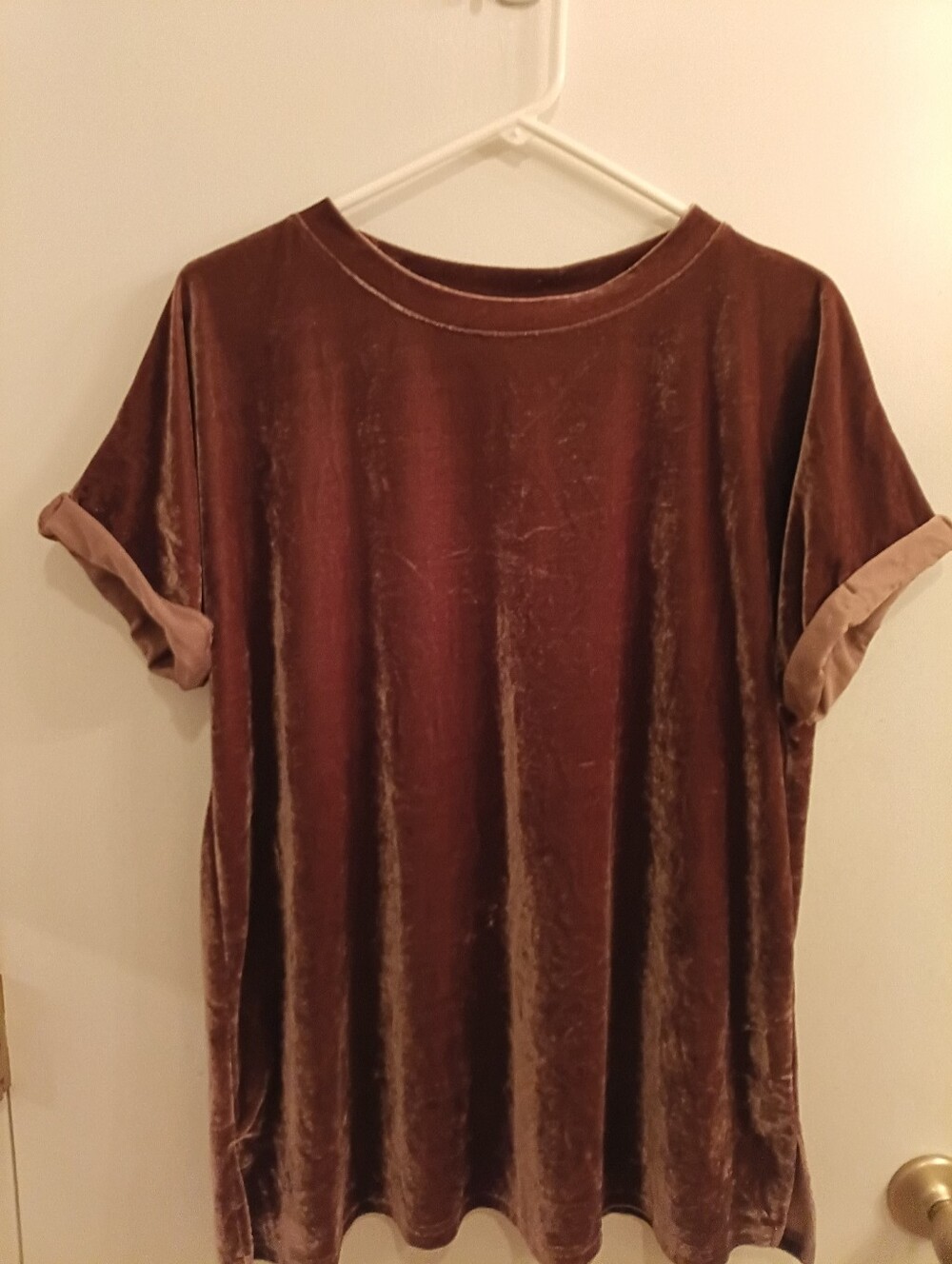 VTG 90s Velour Mock Turtleneck Chocolate Brown Shimmer Great Condition Tunic